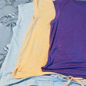 Sleeveless Women's Tops - Purple, Yellow, and Light Blue